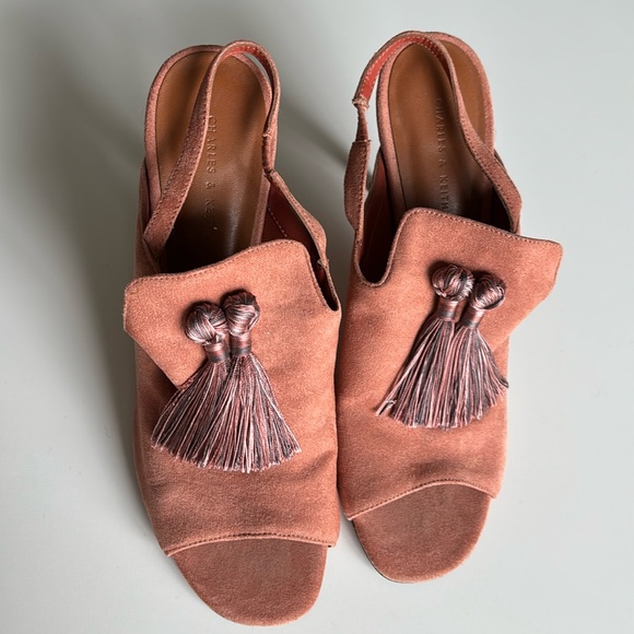 Charles & Keith Suede Leather Tassel Heels - Picture 12 of 16